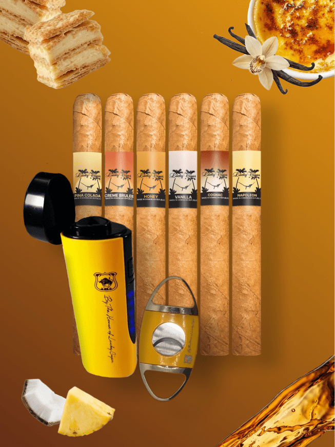 Lucky Flavors 6 Cigar Set with Torch & Cutter Lucky Cigar Lucky Flavors 6 Cigar Set with Torch & Cutter Lucky Cigar