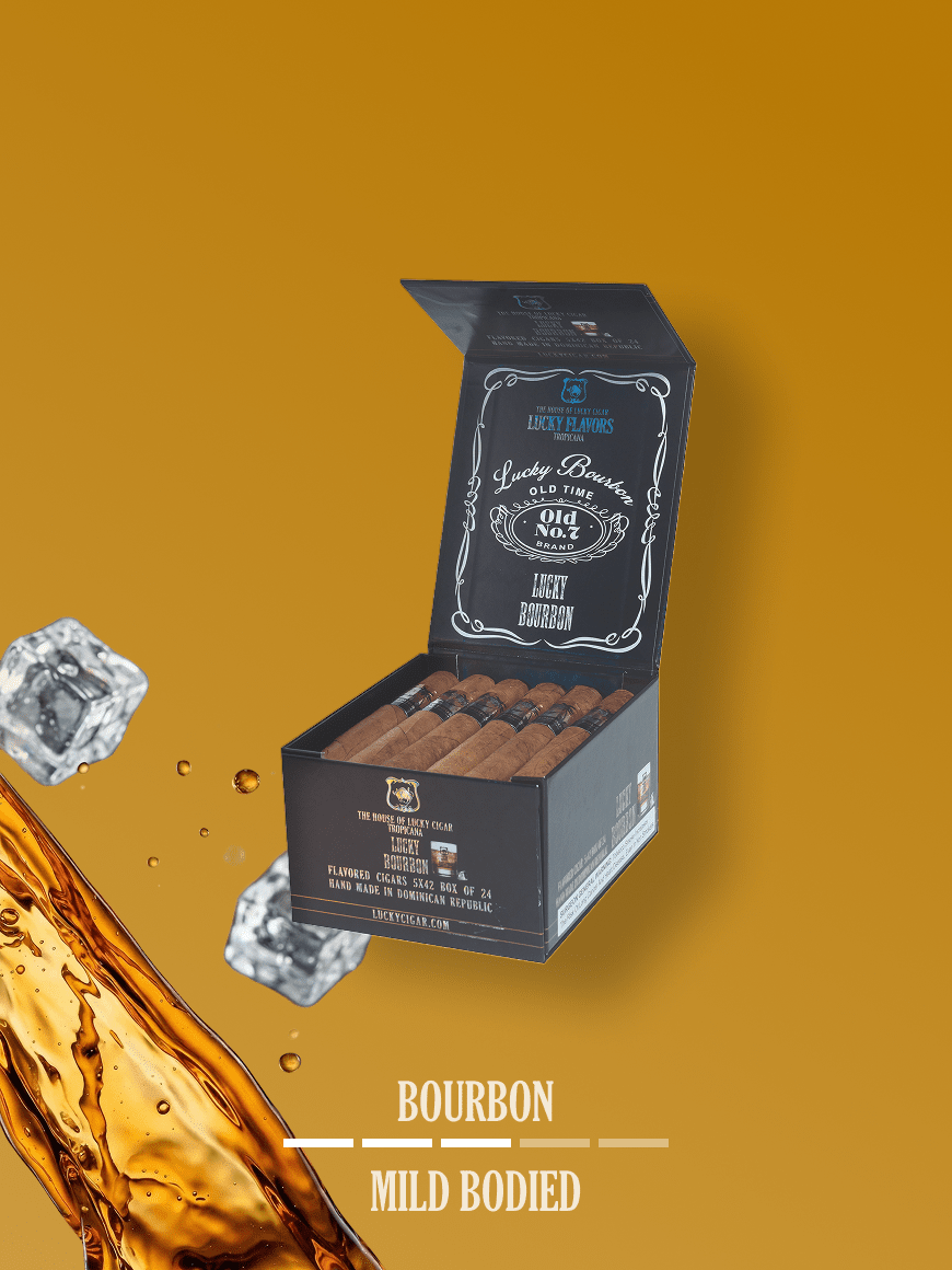 thumbnail image 2 of Flavored Cigars: Lucky Flavors Bourbon 5x42 Box Of 24 – Lucky Cigar 2 of 9