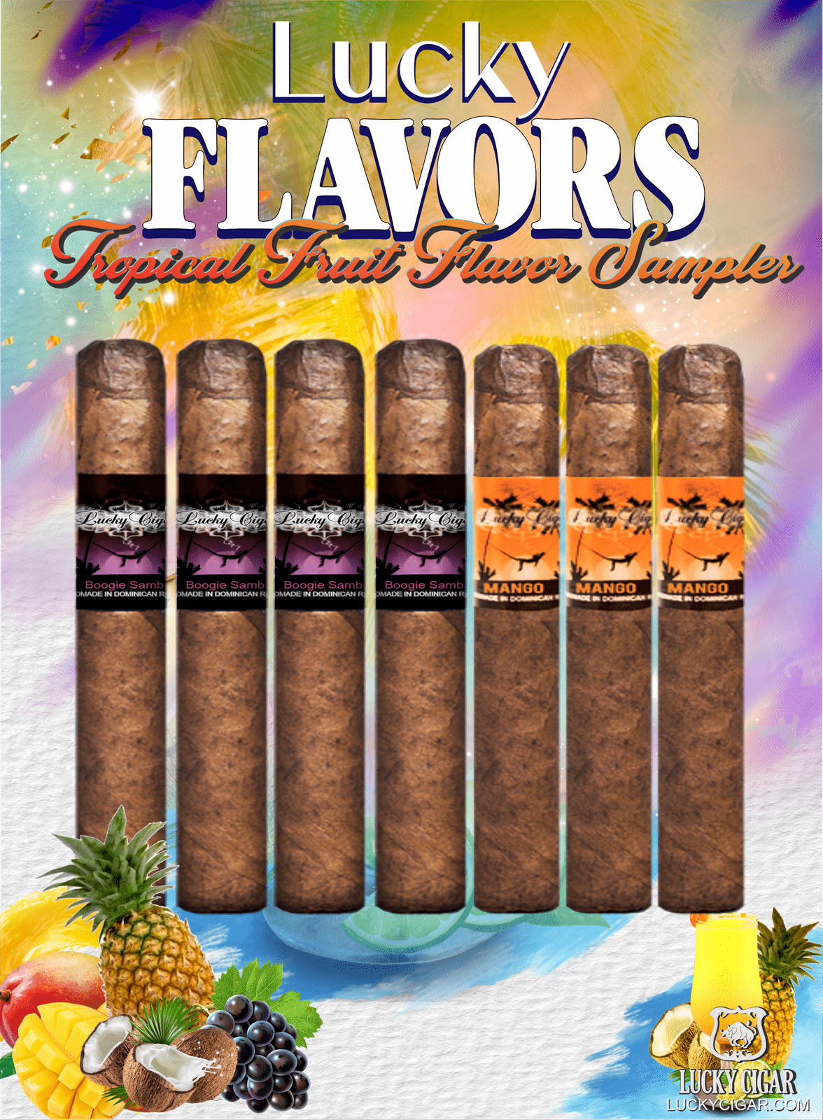 Flavored Cigars: Lucky Flavors 7 Piece Tropical Fruit Sampler