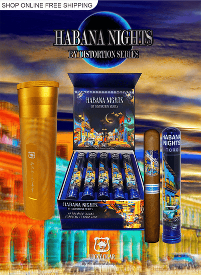 Habana Nights 6x50 Cigar From The Distortion Series: Box of 10 Cigars with Travel Humidor