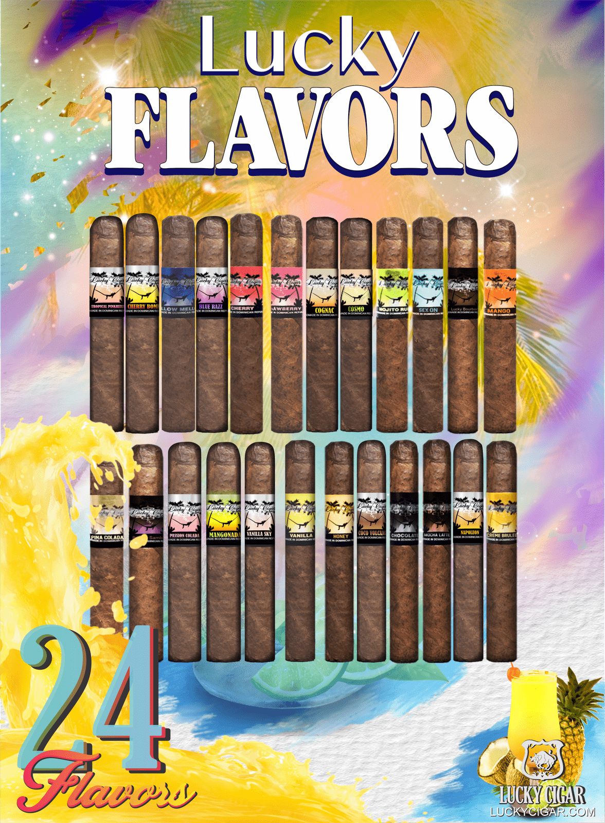Flavored Cigars: Lucky Flavors 24 Piece Try Them All Sampler