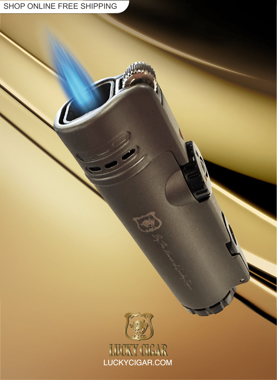 Cigar Lifestyle Accessories: Torch Lighter with Punch in Rugged Gray/Black