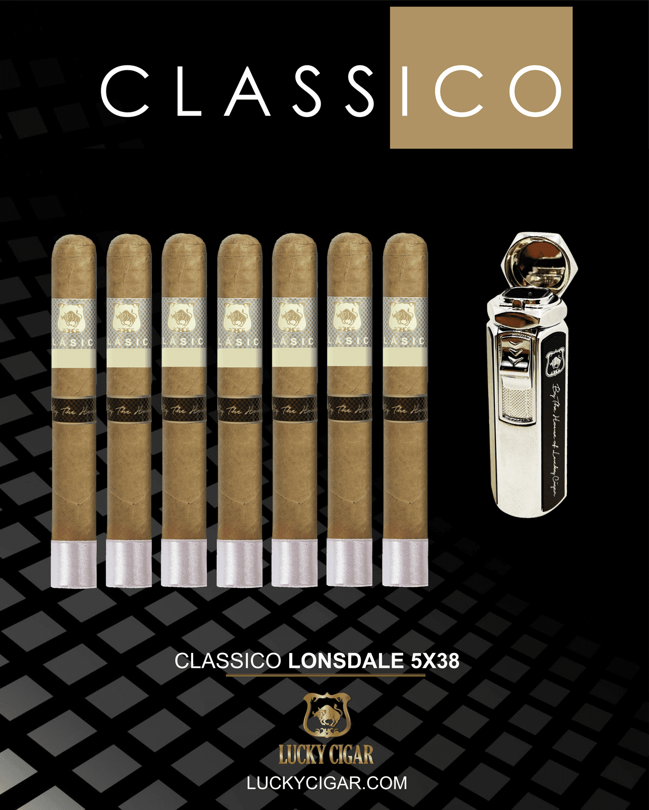 Classic Cigars - Classico by Lucky Cigar: Set of 7 Cigars, 7 Lonsdale with Torch