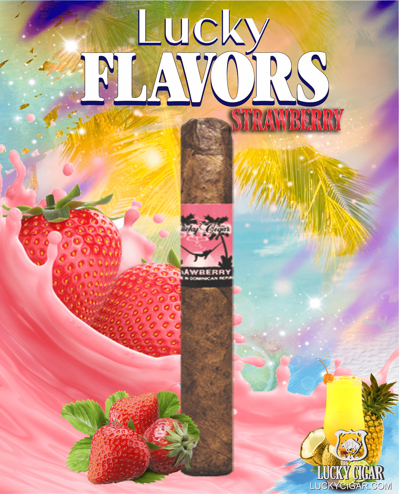 Flavored Cigars: Lucky Flavors Strawberry 5x42 Single Cigar