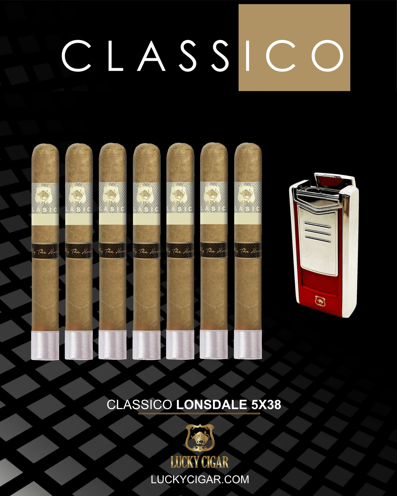 Classic Cigars - Classico by Lucky Cigar: Set of 7 Cigars, 7 Lonsdale with Red Torch