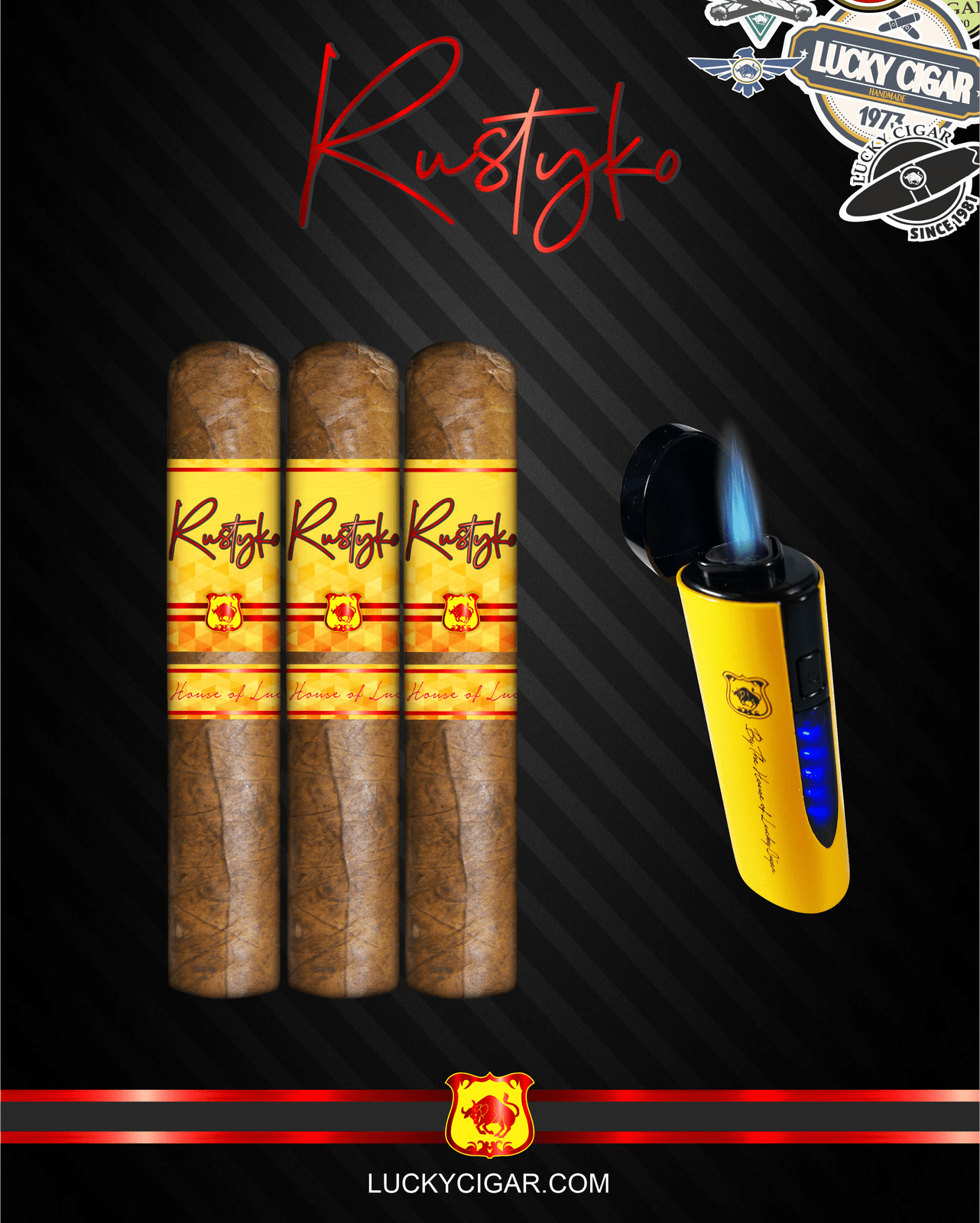 Infused Cigars: Rustyko Robusto 5x54 Cigars - Set of 3 with Torch