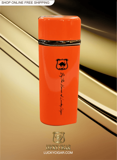 Cigar Lifestyle Accessories: Torch Lighter with Punch in Orange