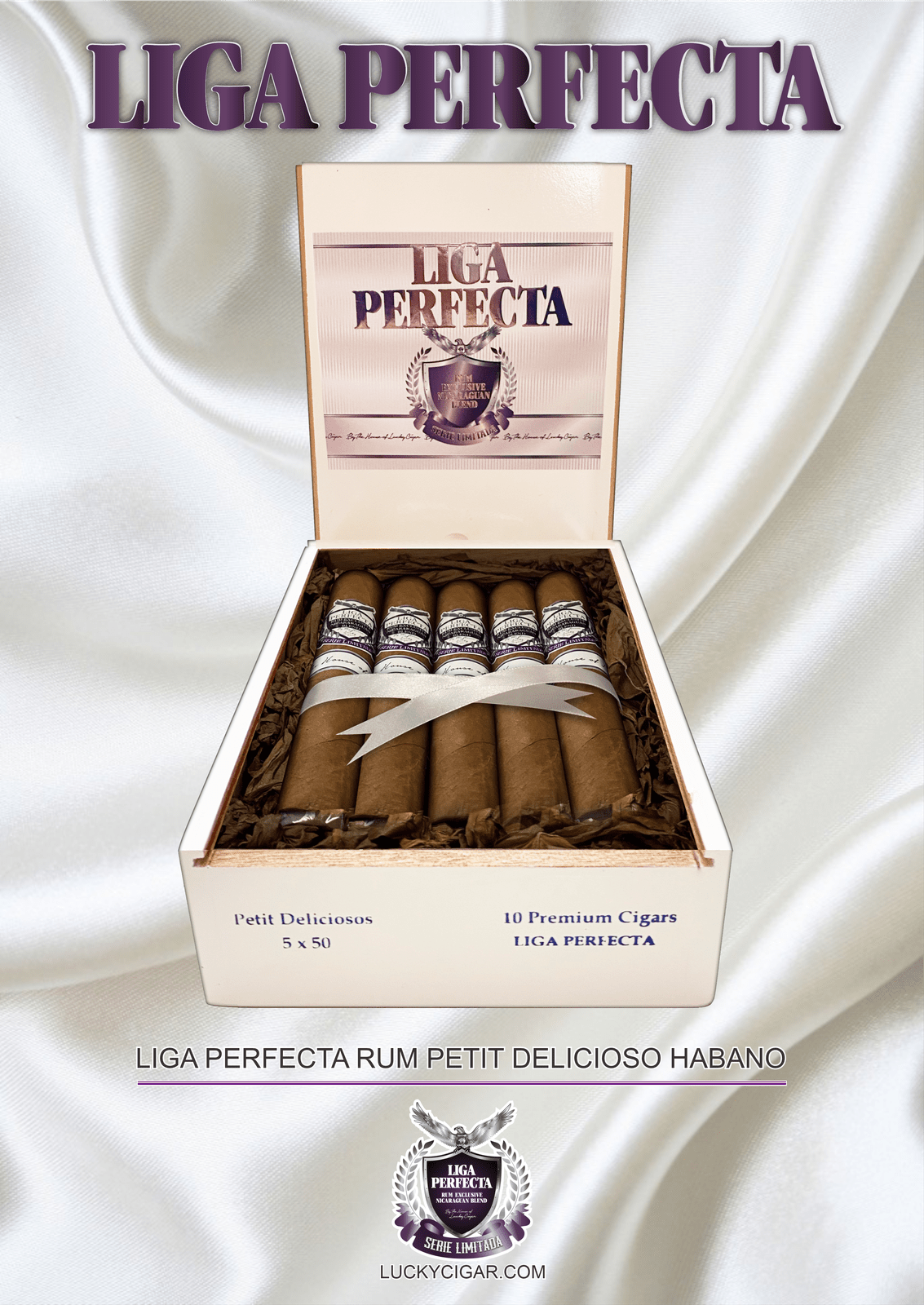 Infused Cigars: Liga Perfecta Rum Habano Petit Delicioso 5x50 Box of 10