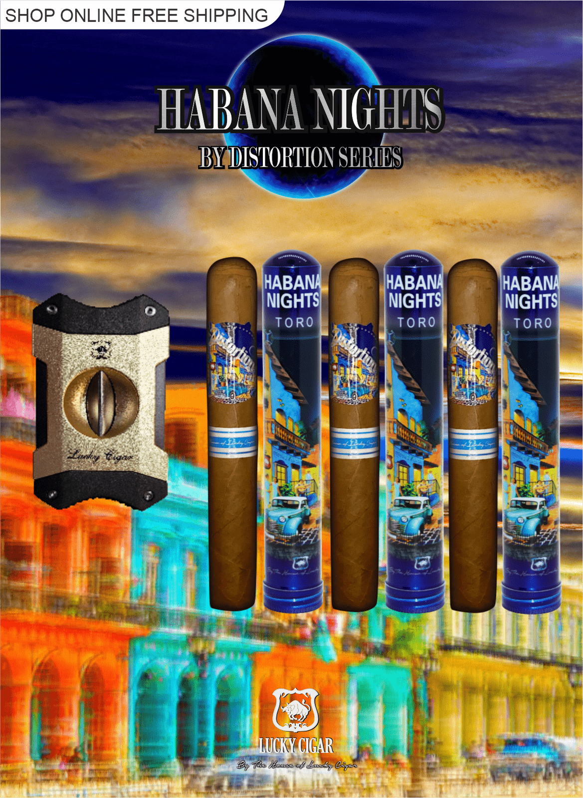 Habana Nights 6x50 Cigar From The Distortion Series: 3 Cigars with V Cutter