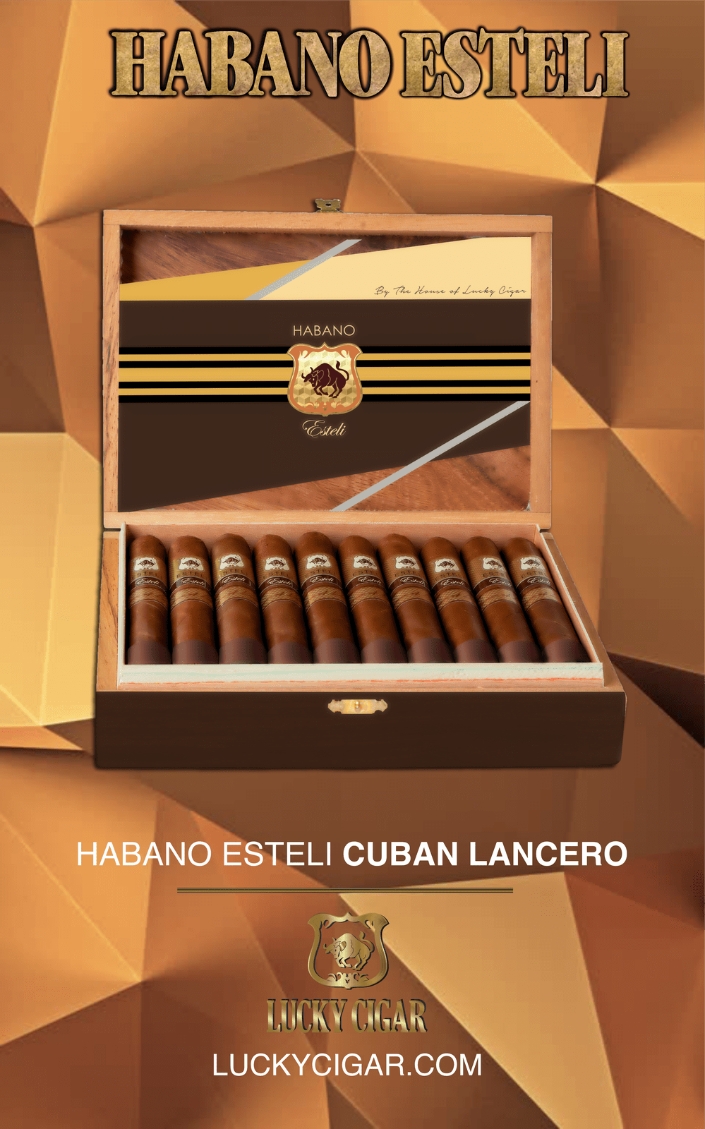 Habano Cigars: Habano Esteli by Lucky Cigar: Cuban Lancero 7 1/4 x 38 Box of 20