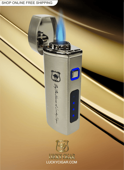 Cigar Lifestyle Accessories: Torch Lighter with Punch in Silver 