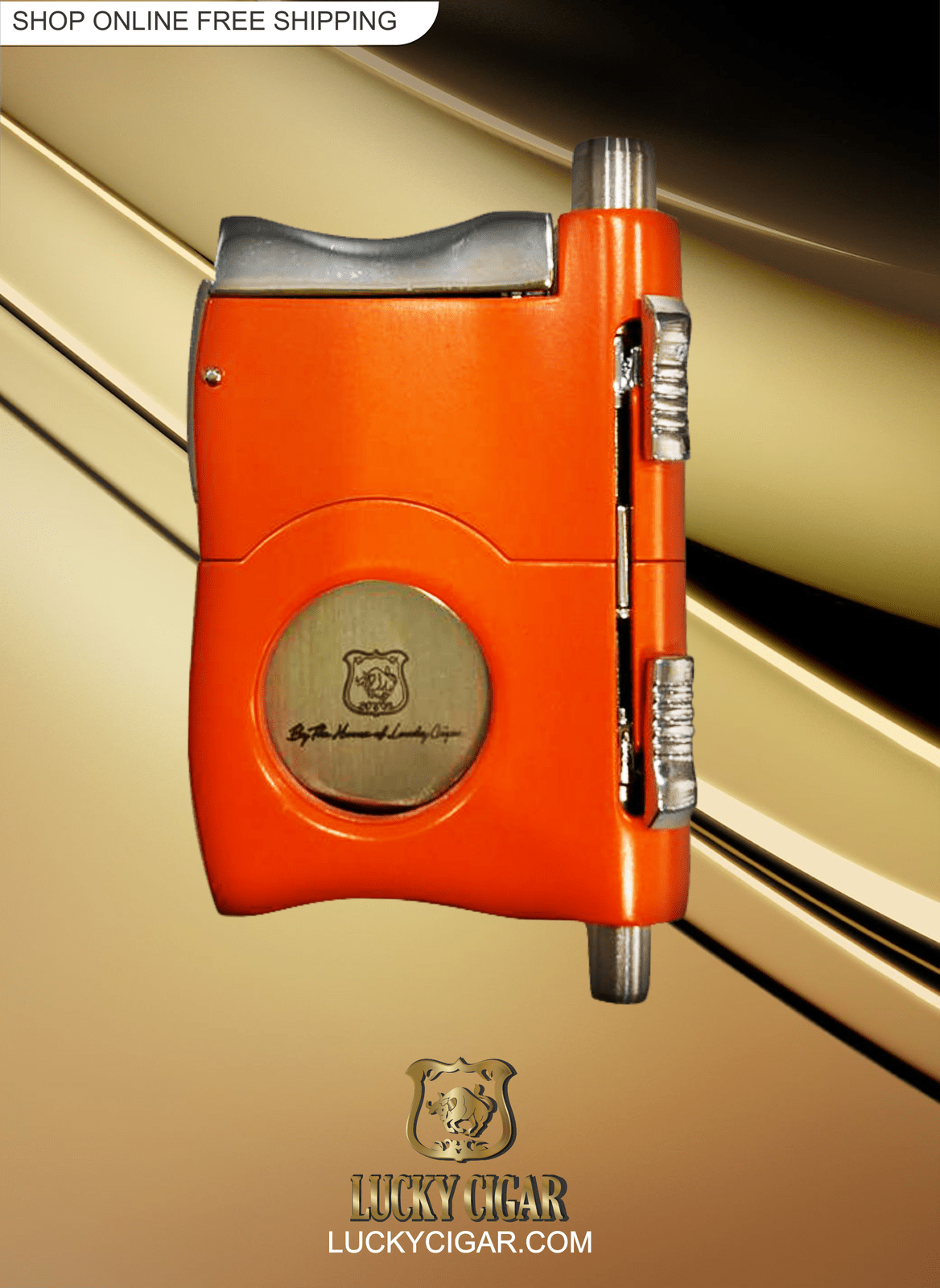 Cigar Lifestyle Accessories: Cigar Cutter with Standard, Punch in Orange
