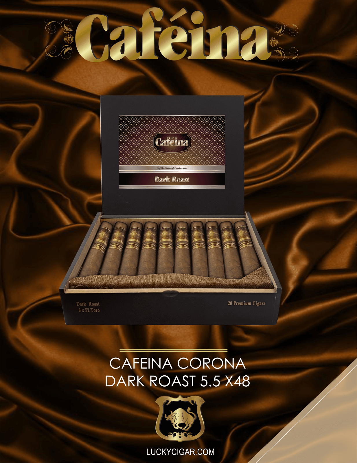Infused Cigars: Cafeina Dark Roast Corona 5.5x48 Box of 20 Cigars