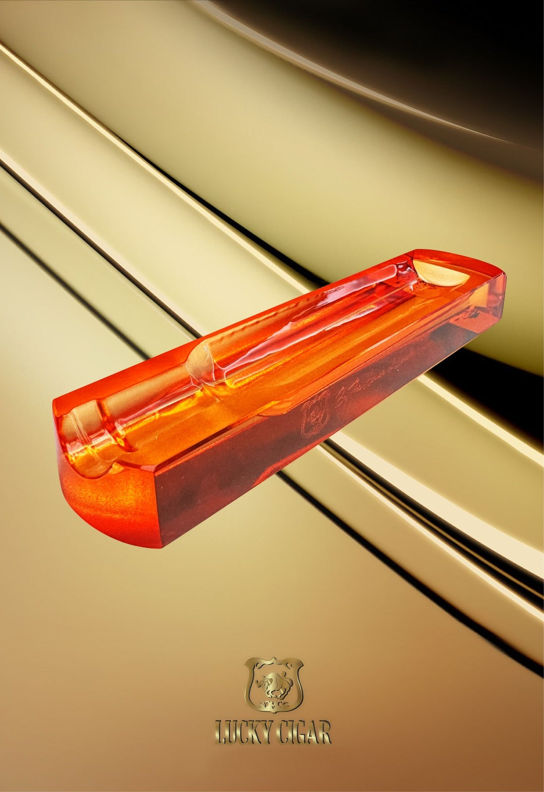 Lucky Solo Orange Crystal Ashtray