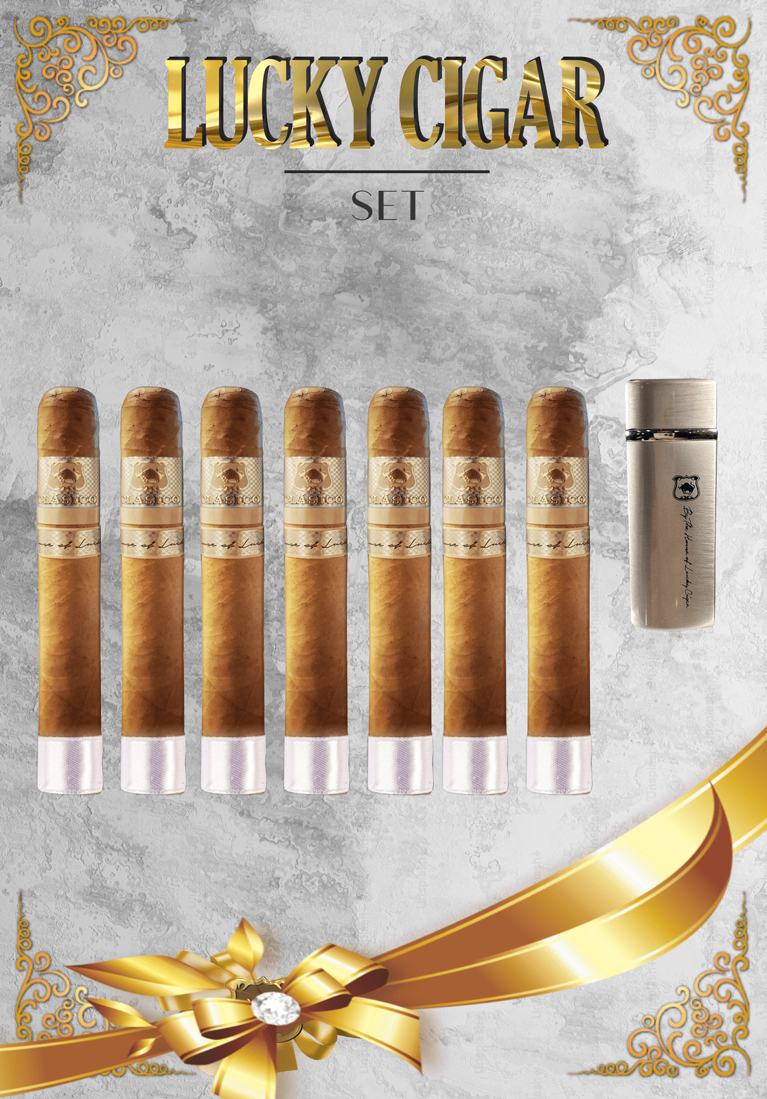 Lucky Cigar Sampler Sets: Set of 7 Classico Toro Cigars with Torch