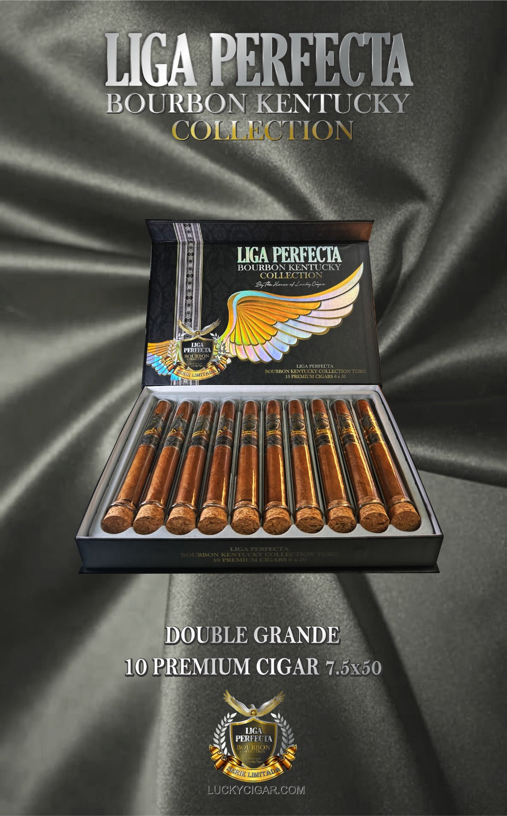 Infused Cigars: Liga Perfecta Kentucky bourbon Toro 6x50 Box of 10 Glass Tubes