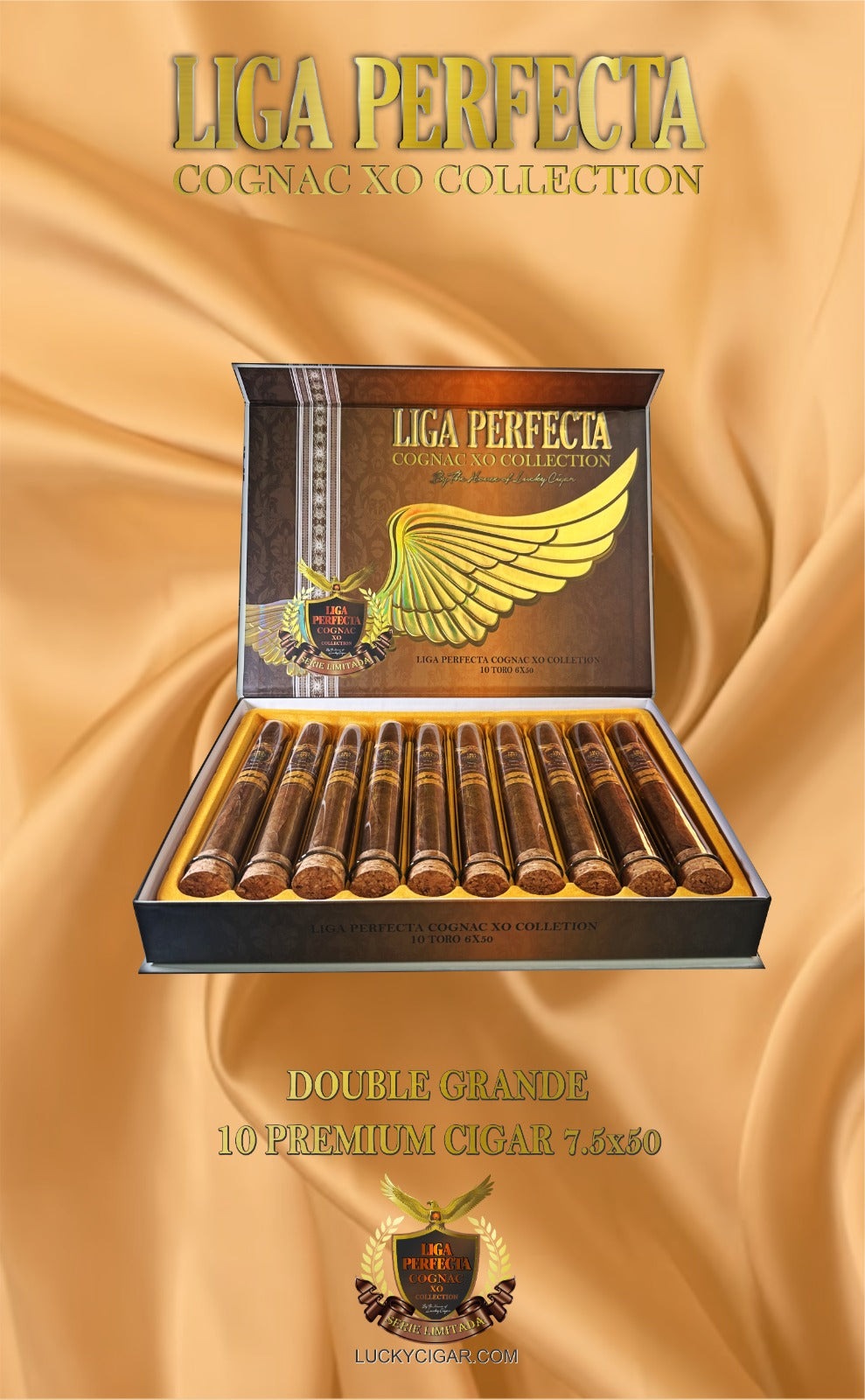 Infused Cigars: Liga Perfecta COGNAC Toro 6x50 Box of 10 Glass Tubes