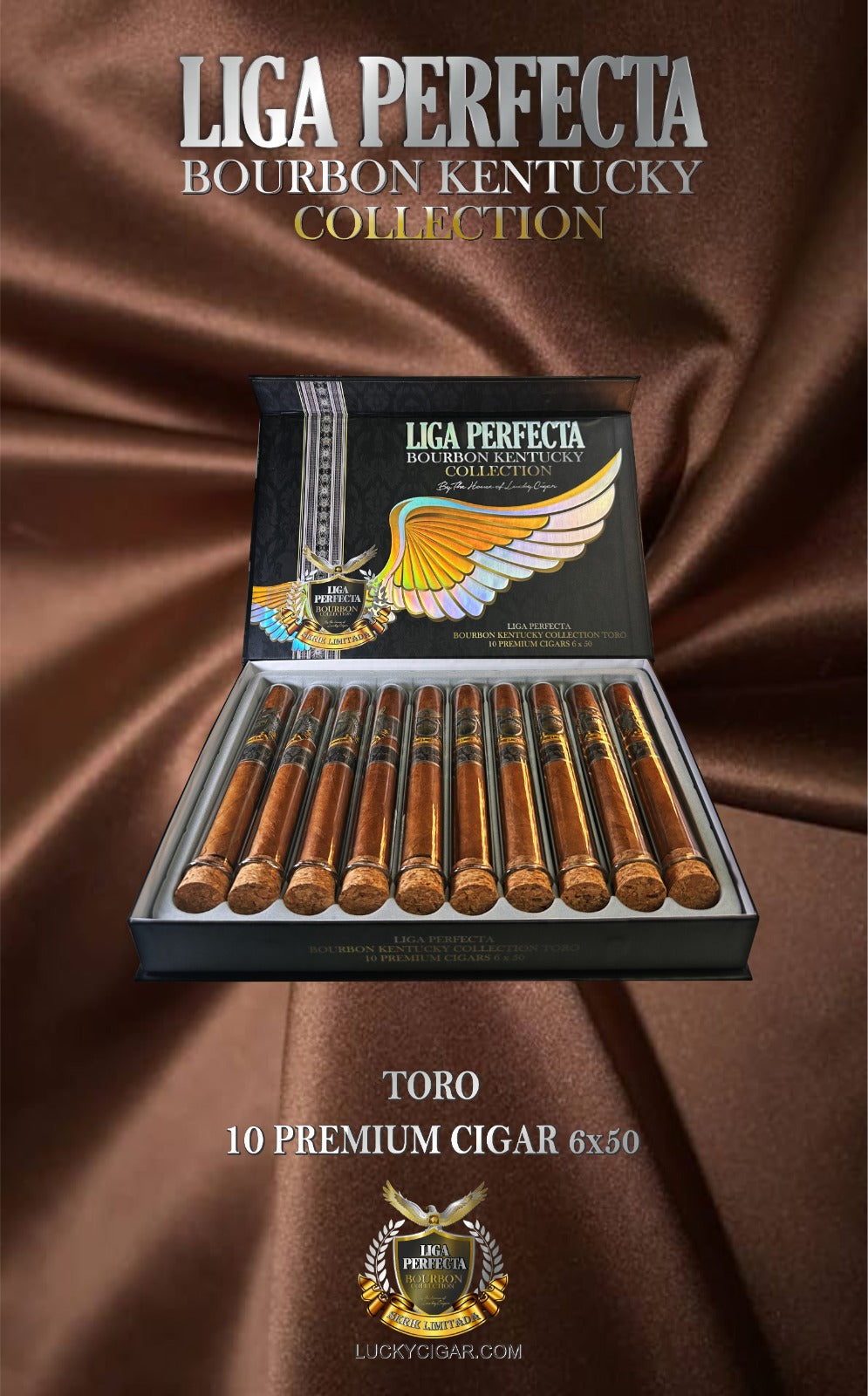 Infused Cigars: Liga Perfecta Kentucky bourbon Double Grande 7.5x50 Box of 10