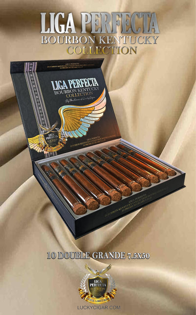 Infused Cigars: Liga Perfecta Kentucky bourbon Toro 6x50 Box of 10 Glass Tubes