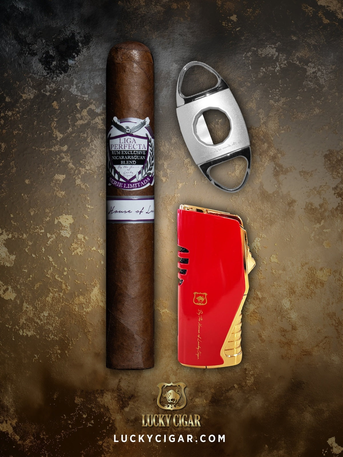 Cigar Lifestyle Accessories: Set of 1 Liga Perfecta Cigar with Torch, Cutter
