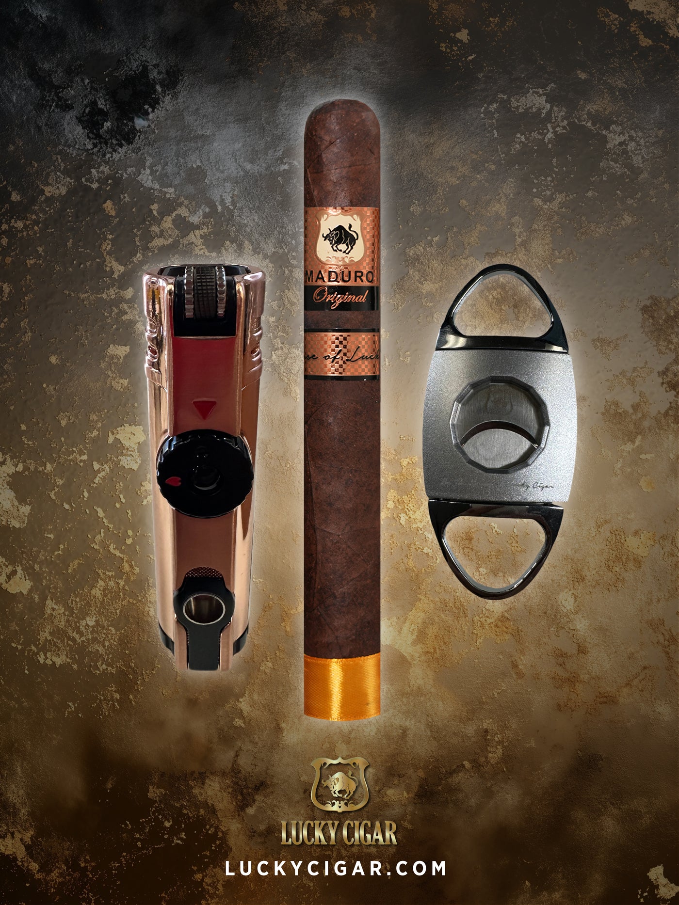 Cigar Lifestyle Accessories: Set of 1 Maduro Cigars with Lighter, Cutter
