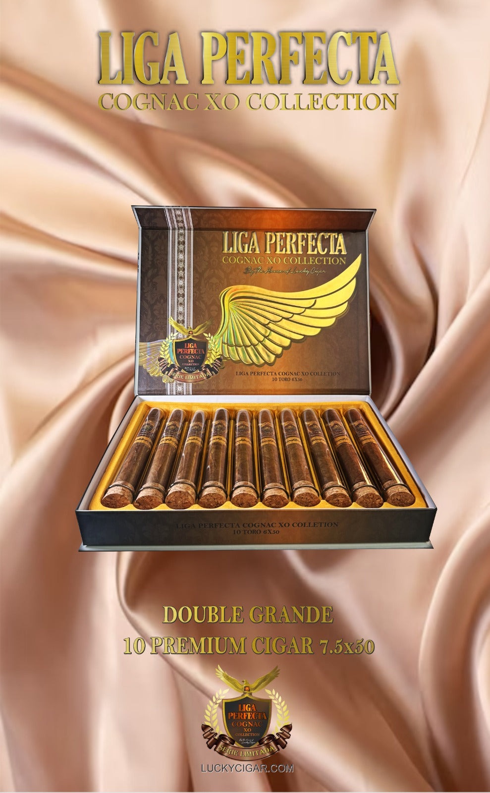 Infused Cigars: Liga Perfecta COGNAC Toro 6x50 Box of 10 Glass Tubes