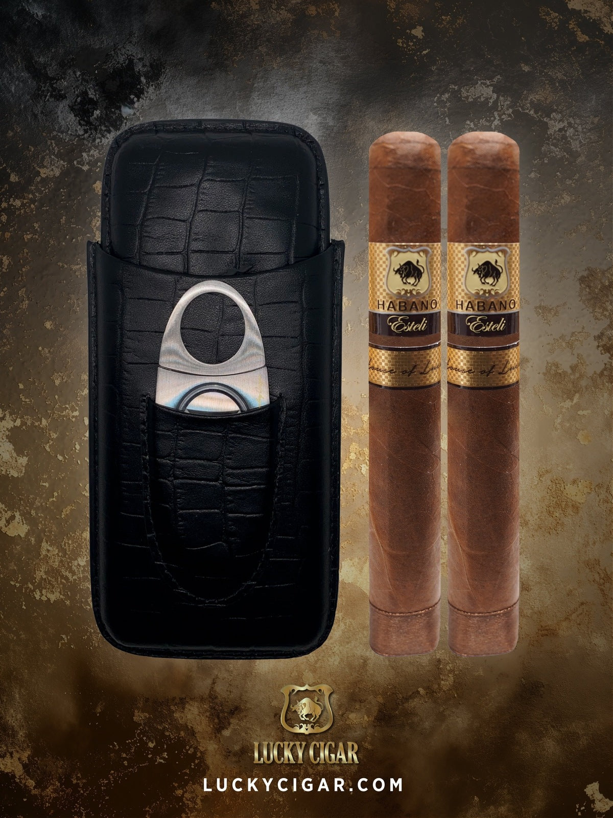 Cigar Lifestyle Accessories: Set of 2 Habano Cigars with Travel Case, Cutter