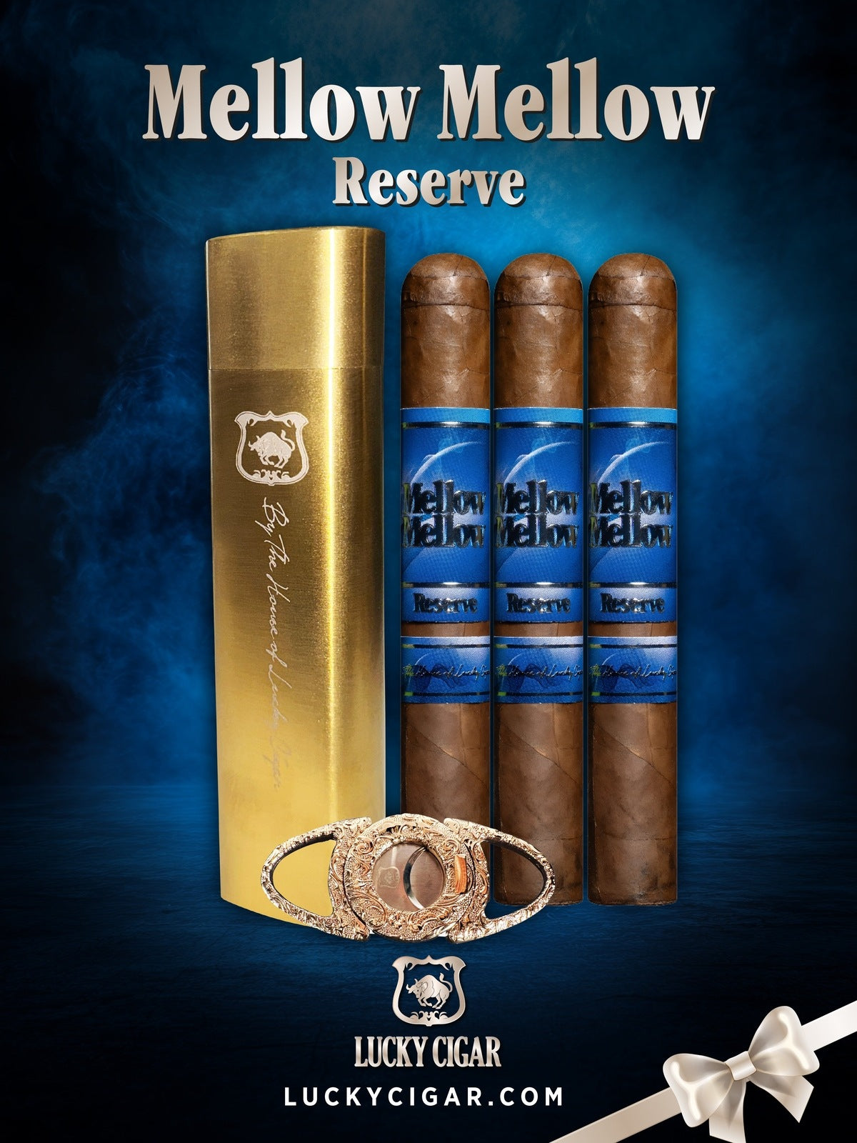 Infused Cigars: Mellow Mellow Reserve 5x54 Cigar Set of 3 with Travel Case, Cutter