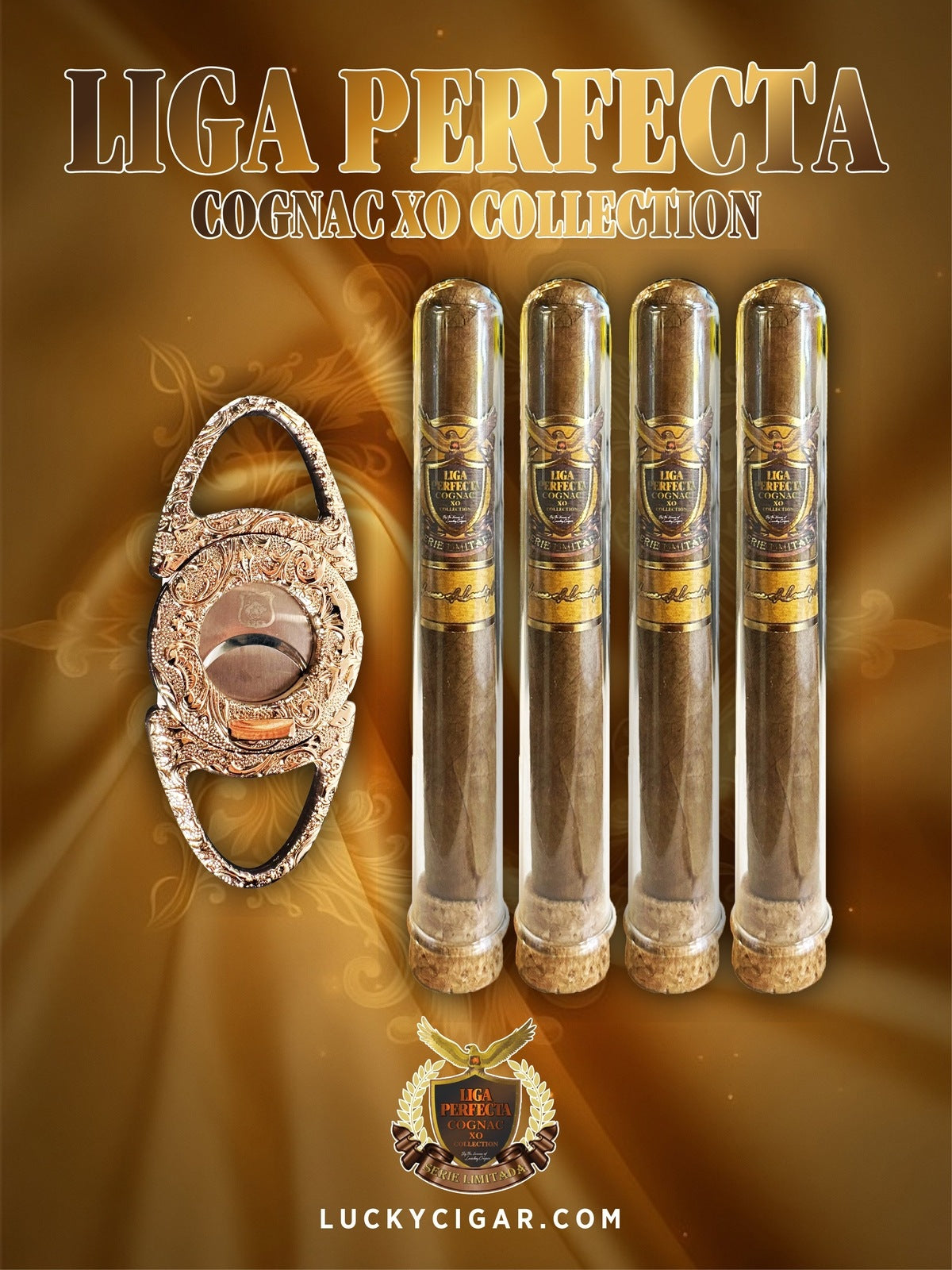 Infused Cigars: Liga Perfecta COGNAC 4 Toro 6x50 Cigars with Grandiose Cutter