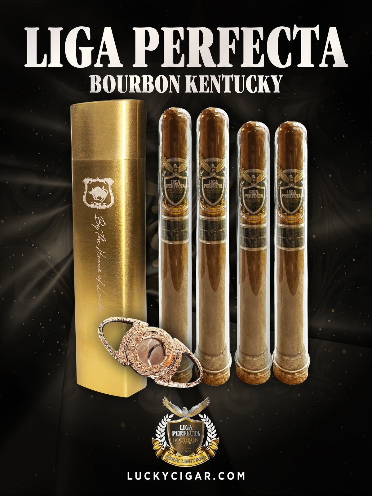 Infused Cigars: Liga Perfecta Bourbon 2 Double Grande, 2 Toro Cigars with Tube Case, Cutter
