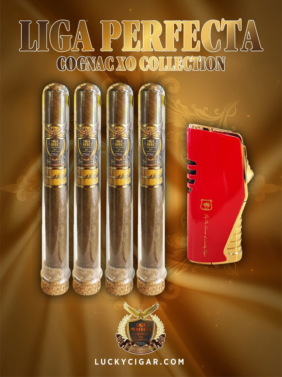 Infused Cigars: Liga Perfecta COGNAC 4 Double Premium 7.5x50 Cigars with X-Turbo Torch