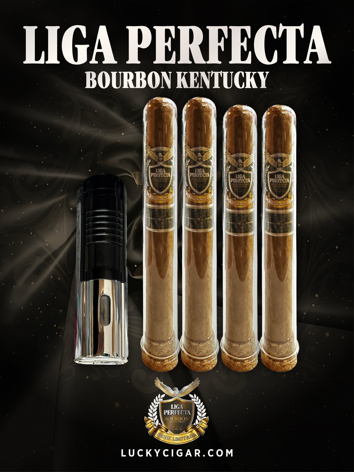 Infused Cigars: Liga Perfecta Bourbon 2 Double Grande, 2 Toro Cigars with 7-Torch