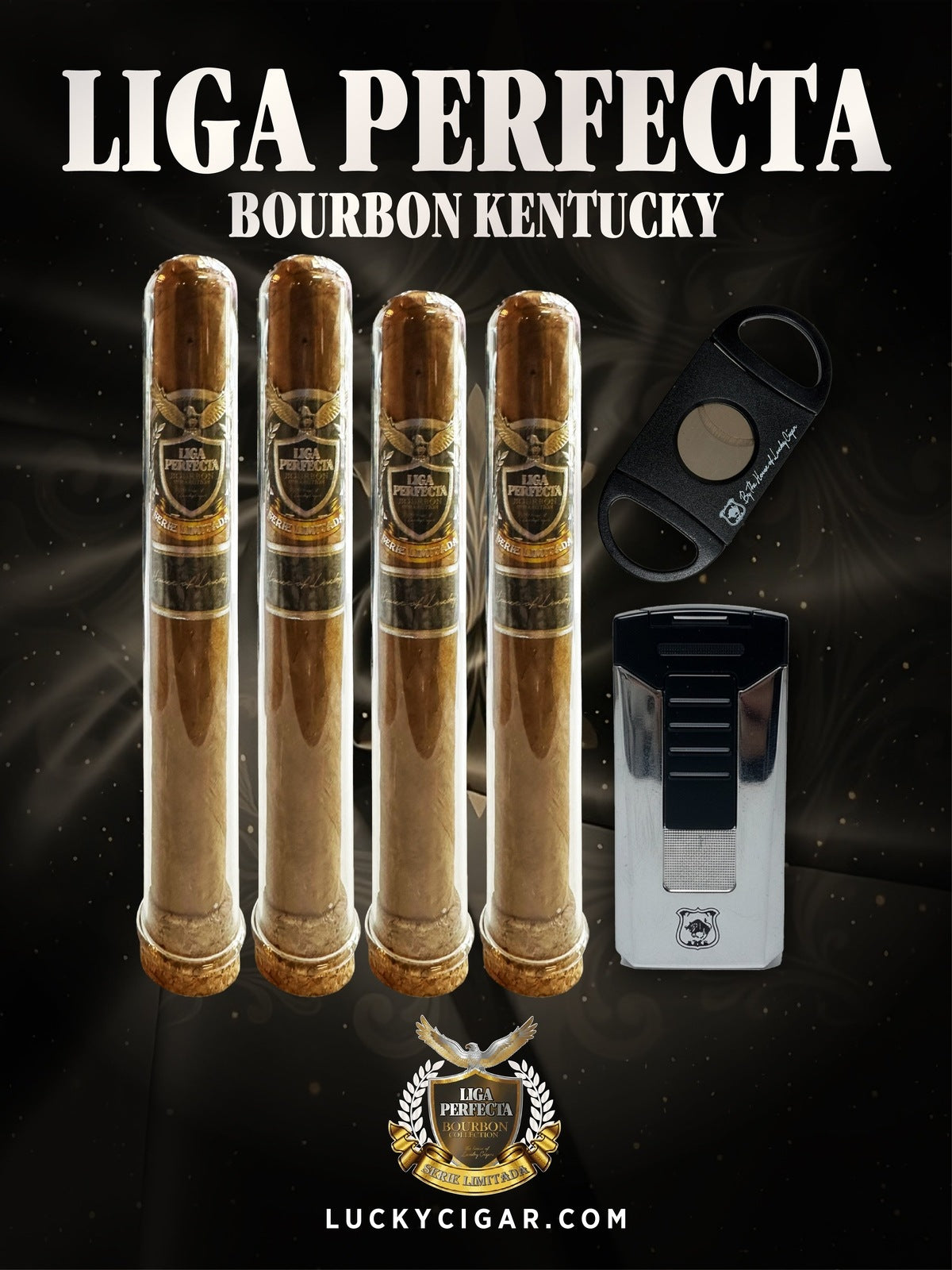 Infused Cigars: Liga Perfecta Bourbon 2 Double Grande, 2 Toro Cigars with Torch, Cutter