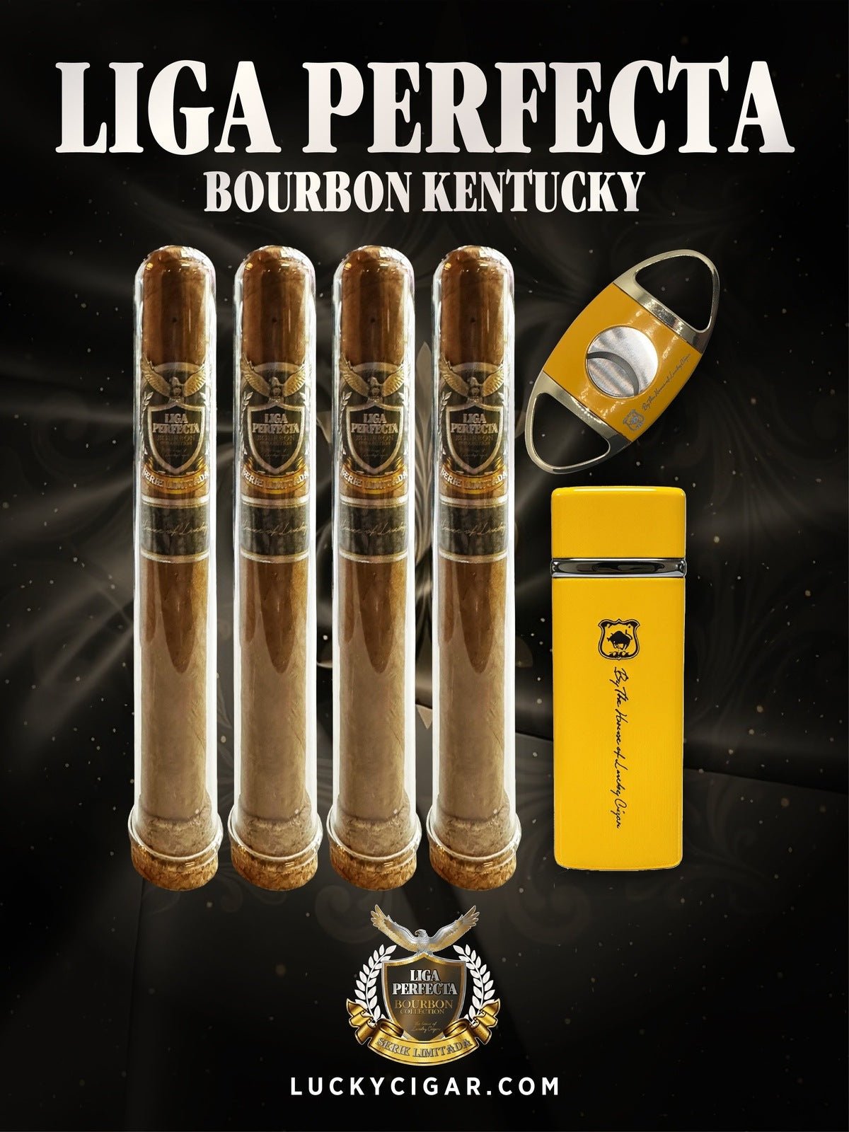 Infused Cigars: Liga Perfecta Bourbon 4 Double Grande Cigars with Torch, Cutter