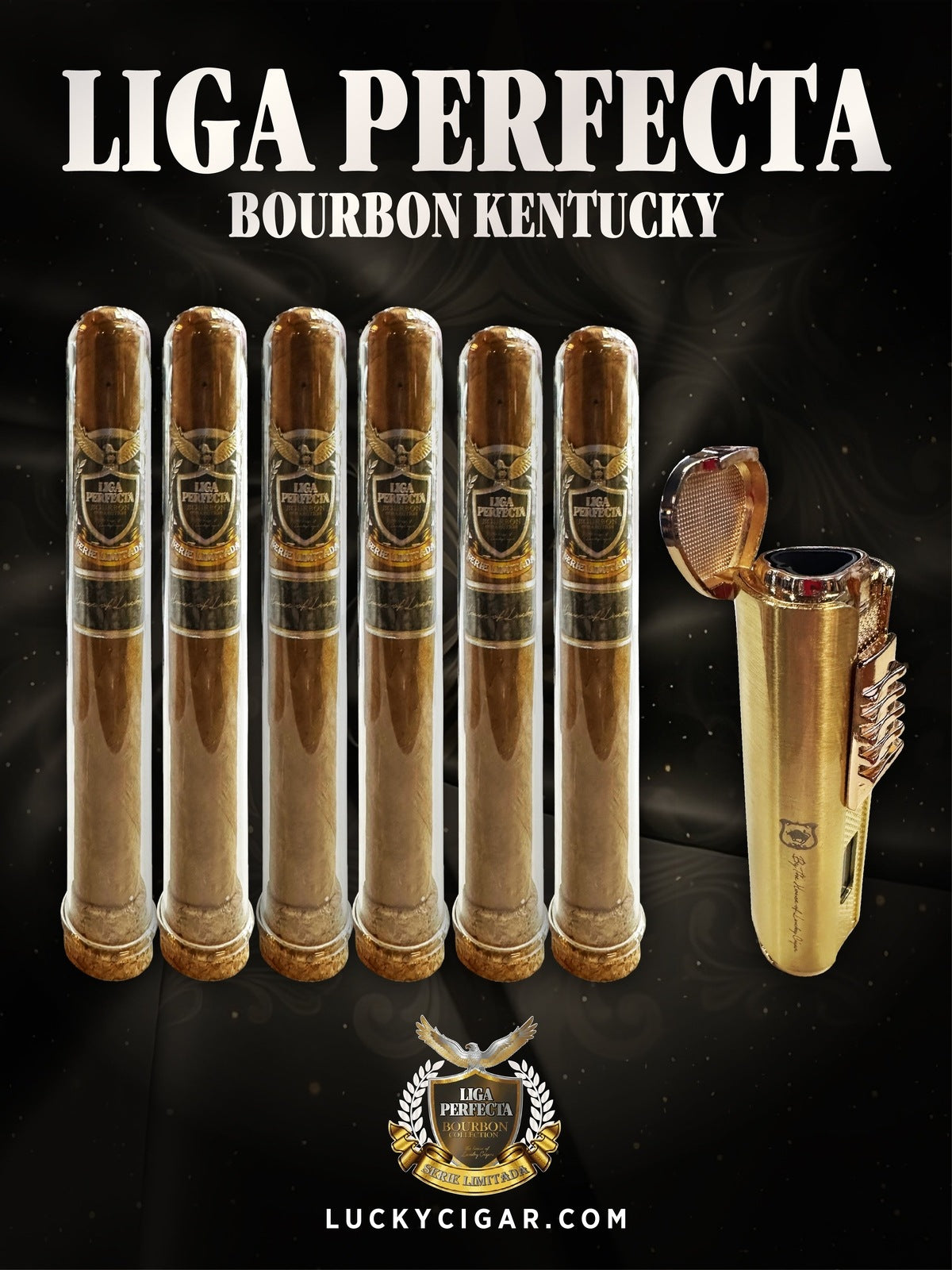 Infused Cigars: Liga Perfecta Bourbon 4 Double Grande, 2 Toro Cigars with Rustyko Torch