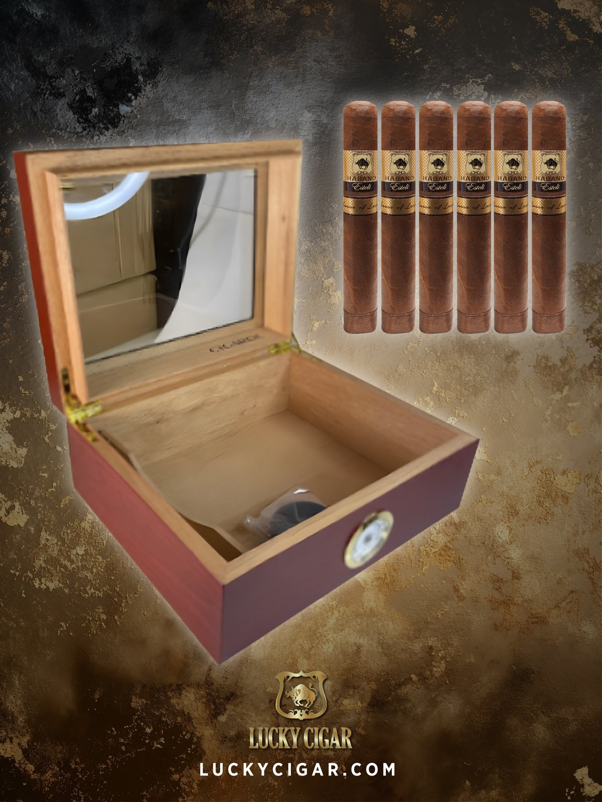 Cigar Lifestyle Accessories: Set of 6 Habano Cigars with Humidor