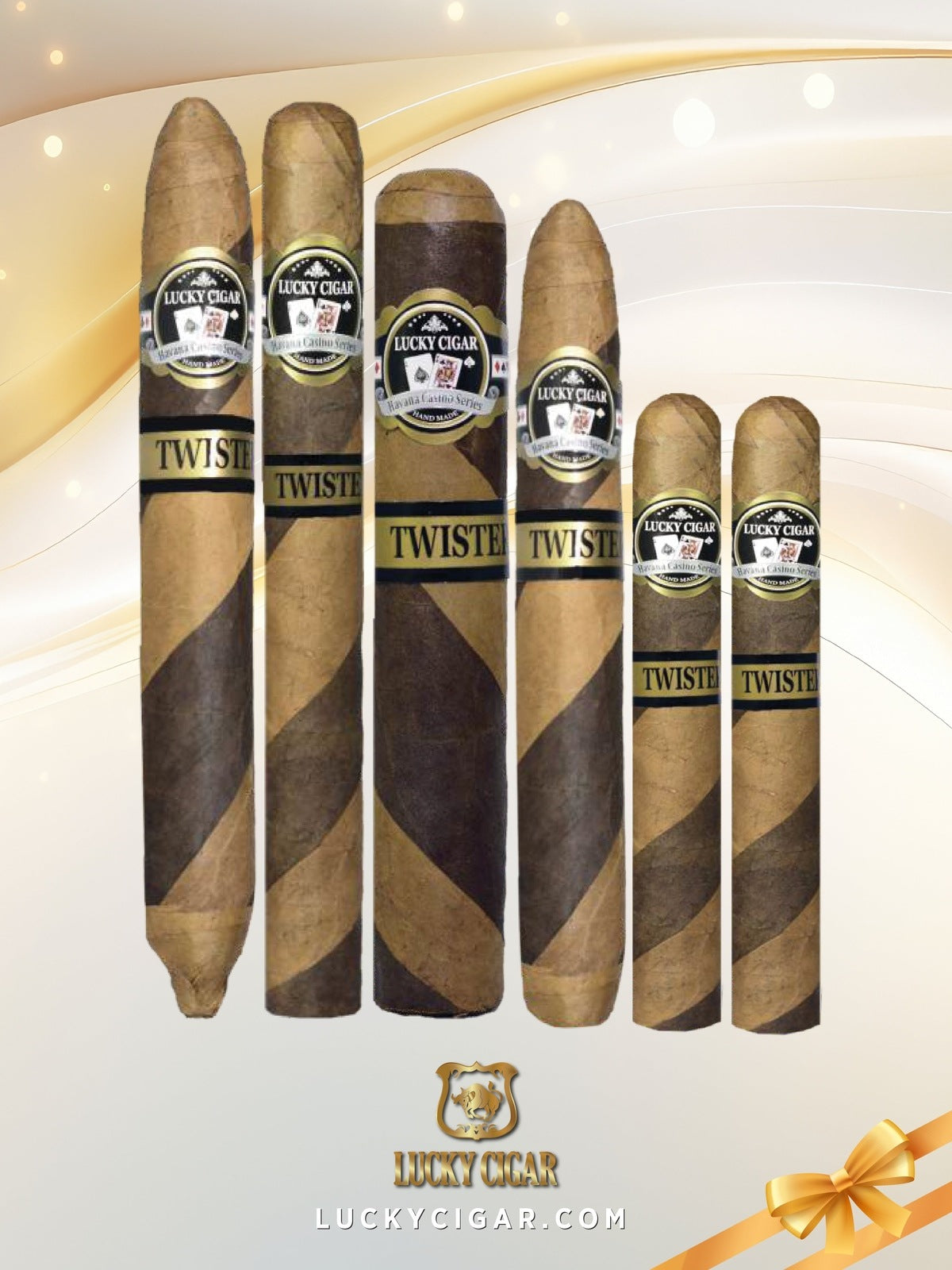 Lucky Cigar Sampler Sets: Set of 6 Twister Cigars, Churchill, Salomon, Robusto, Gordo, Torpedo, Double Robusto