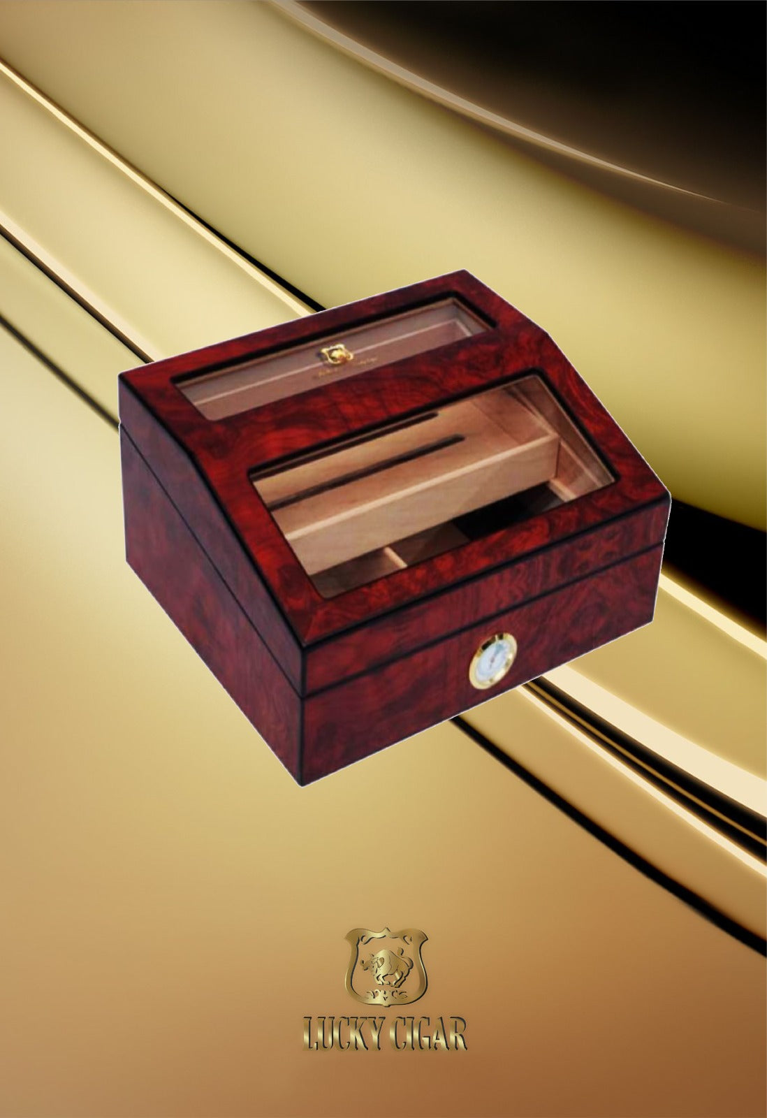 Lucky Extreme Humidor is a perfect solution for 50 cigars. It comes with Humidifier inside and it’s made out of all Ceder.