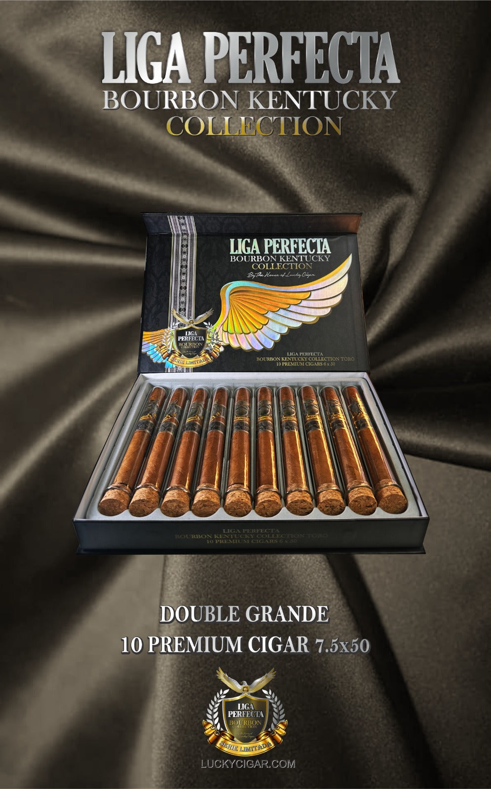 Infused Cigars: Liga Perfecta Kentucky bourbon Double Grande 7.5x50 Box of 10