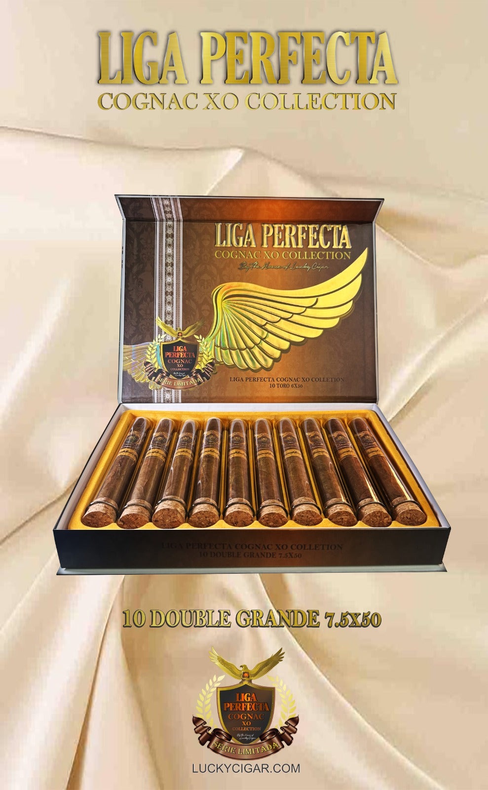 Infused Cigars: Liga Perfecta COGNAC Toro 6x50 Box of 10 Glass Tubes