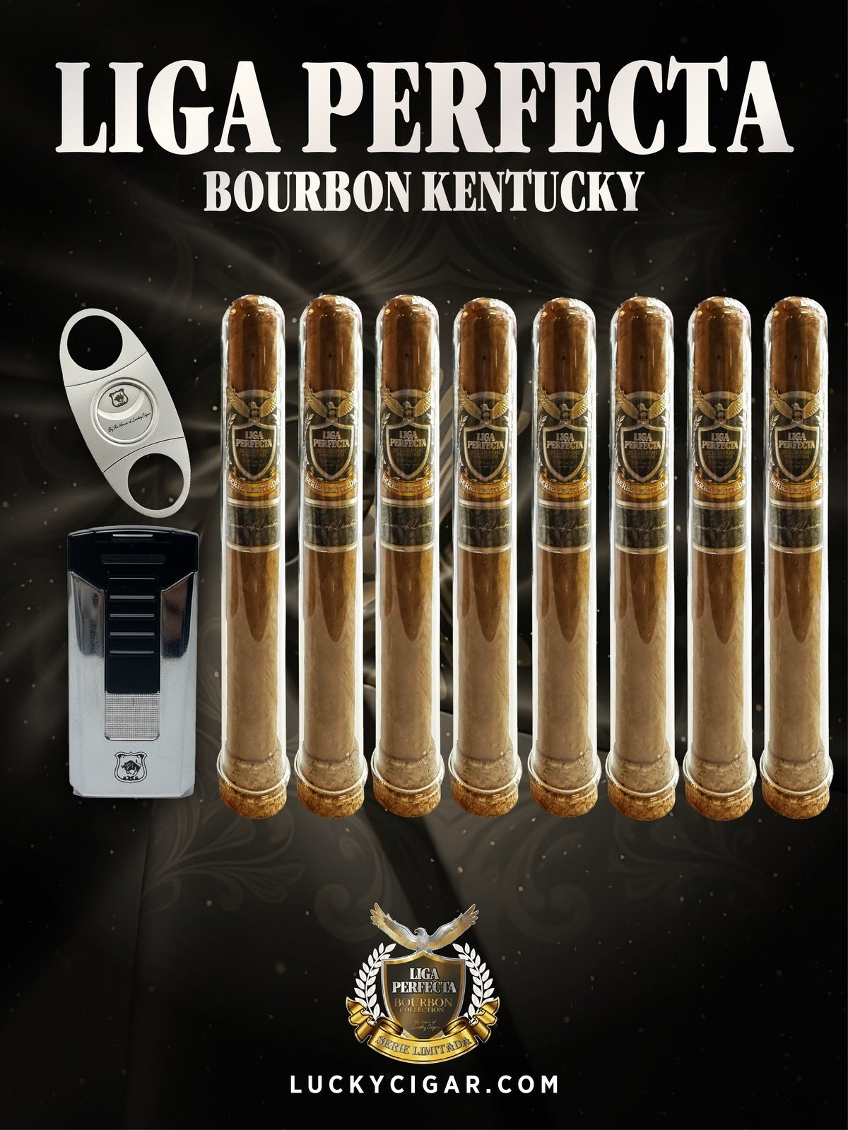 Infused Cigars: Liga Perfecta Bourbon 8 Toro Cigars with Torch, Cutter