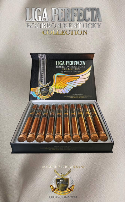 Infused Cigars: Liga Perfecta Kentucky bourbon Toro 6x50 Box of 10 Glass Tubes