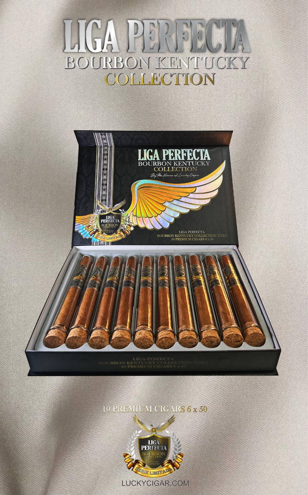 Infused Cigars: Liga Perfecta Kentucky bourbon Double Grande 7.5x50 Box of 10