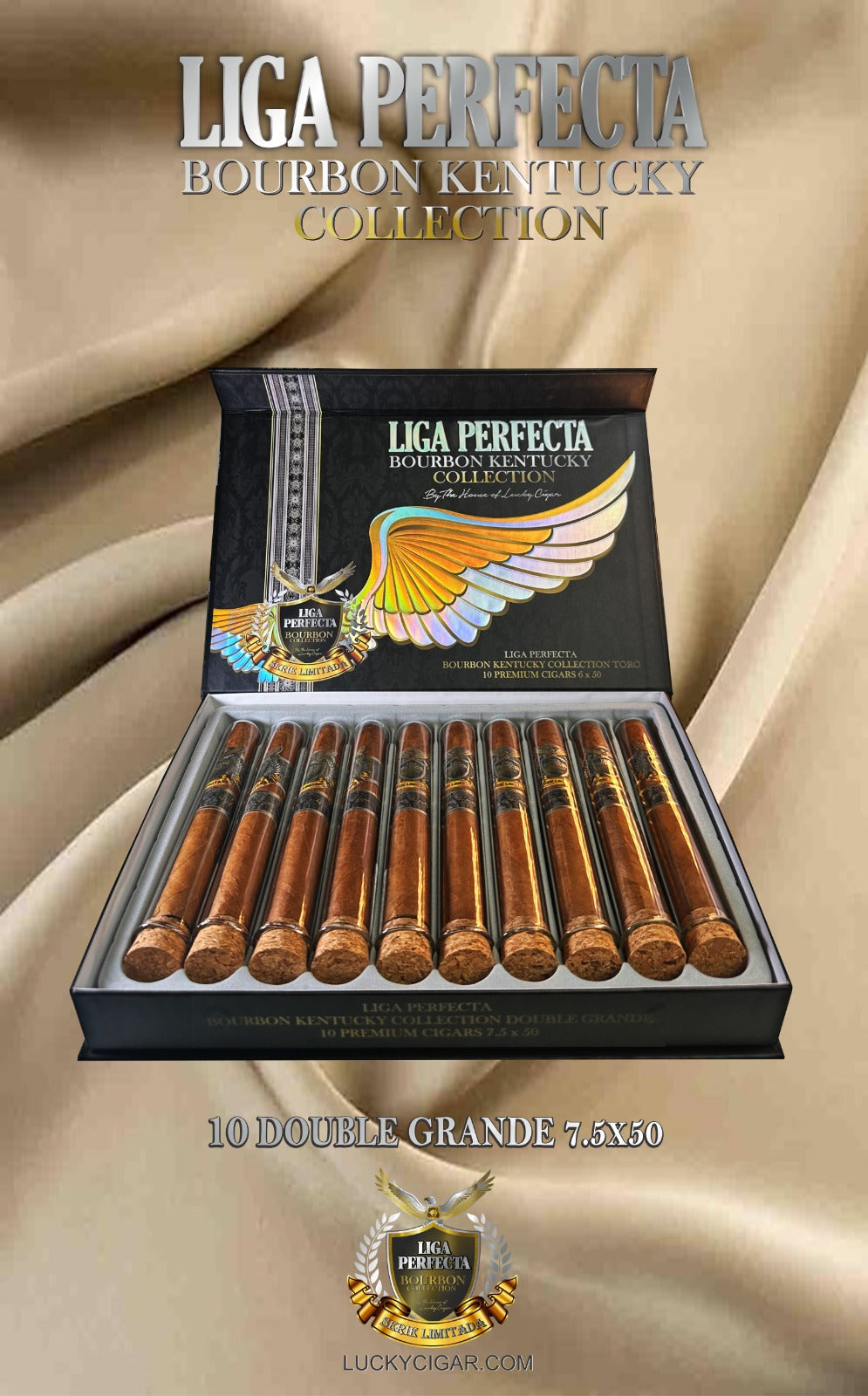 Infused Cigars: Liga Perfecta Kentucky bourbon Toro 6x50 Box of 10 Glass Tubes