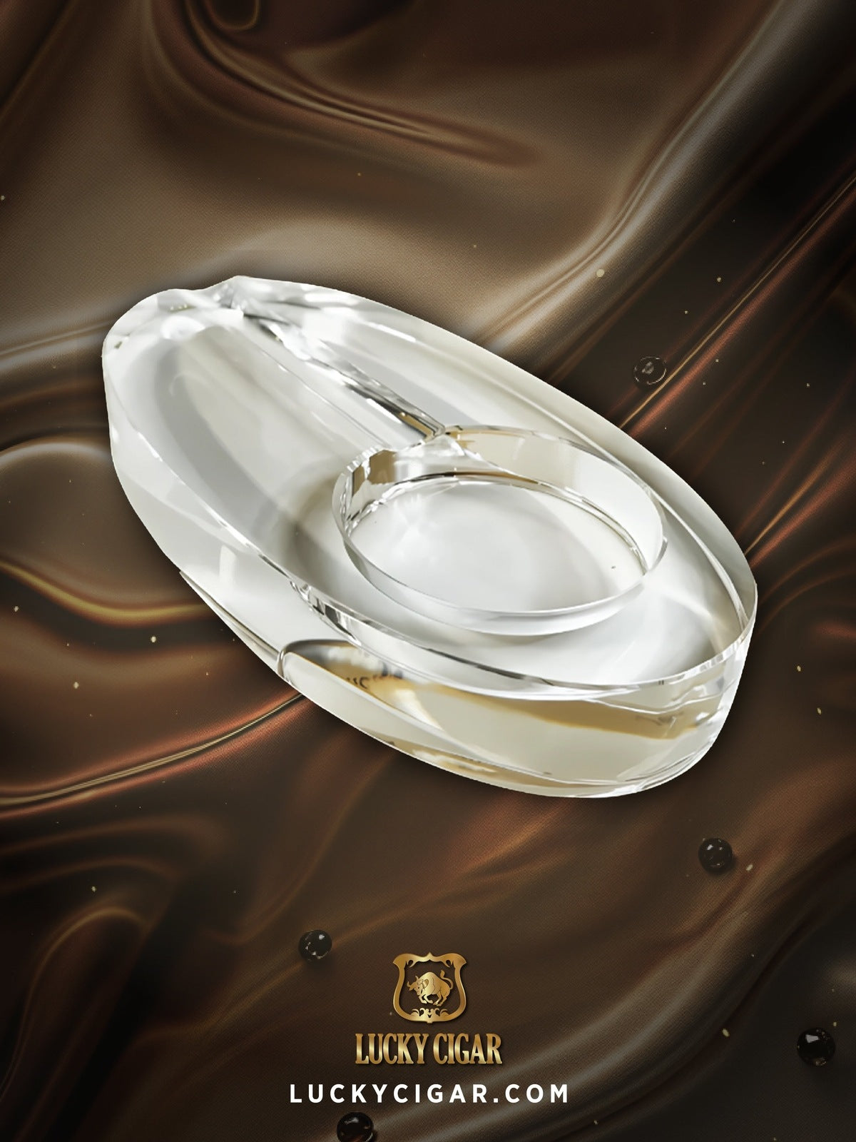 Ashtrays, Cigar Lifestyle Accessories: Oval Crystal Glass Ashtray