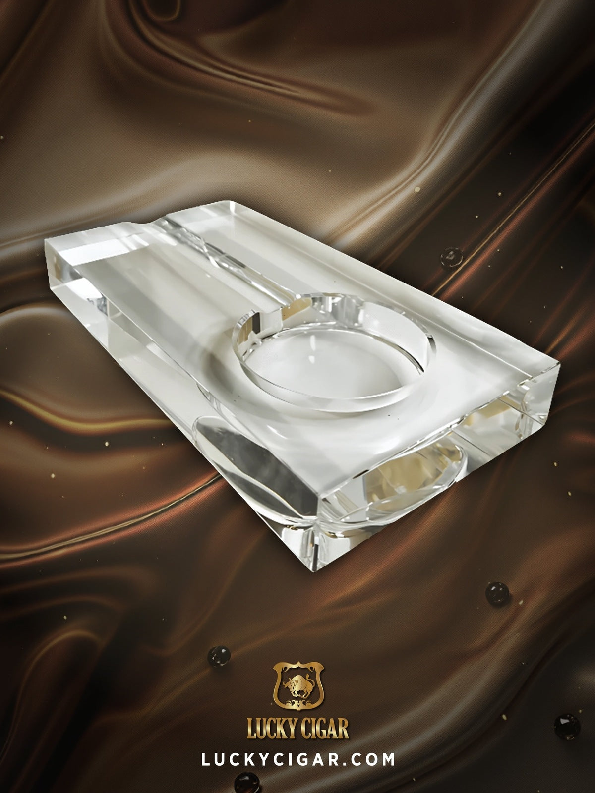 Ashtrays, Cigar Lifestyle Accessories: Rectangle Crystal Glass Ashtray