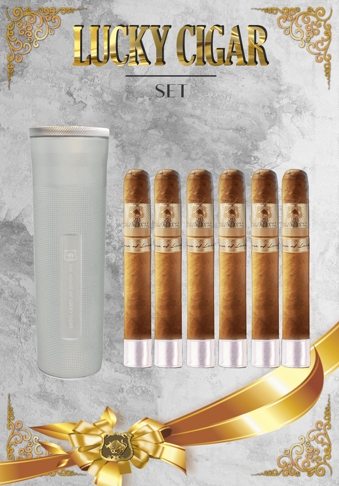 Classic Cigars - Classico by Lucky Cigar: Set of 4 Cigars with Travel Humidor