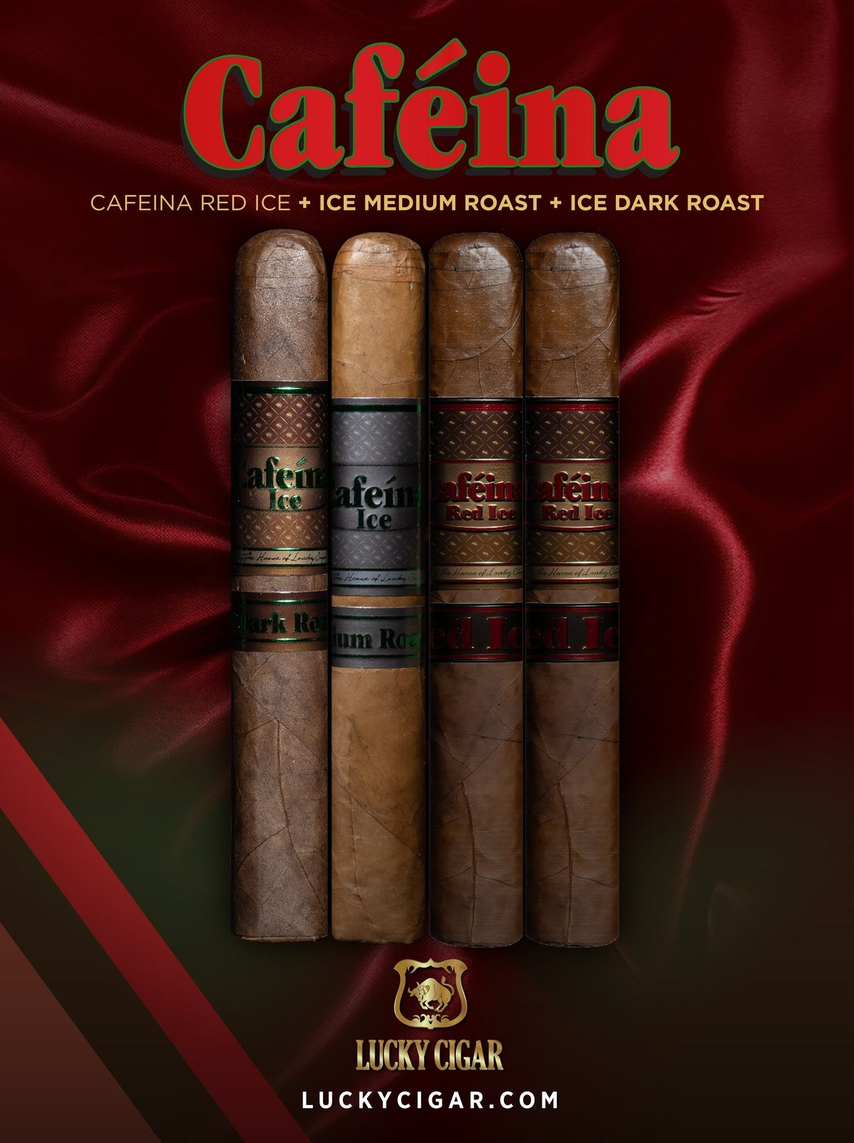 Infused Cigars: Set of 4 Caféina Ice Dark Roast, Ice Medium Roast, Red Ice Corona 5.5x48