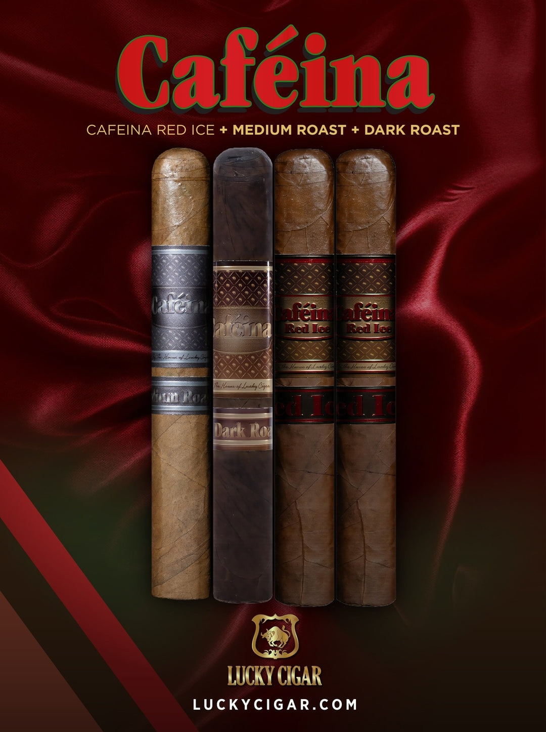 Infused Cigars: Set of 4 Caféina Red Ice, Medium Roast, Dark Roast