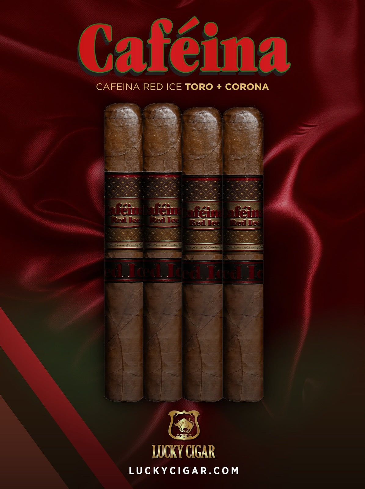 Infused Cigars: Set of 4 Caféina Red Ice Toro 6x52, Corona 5.5x48